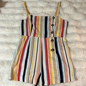 Adorable colorful stripped button up jumper / romper